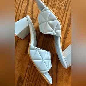 Baby blue Lido style open square toe sandal mules